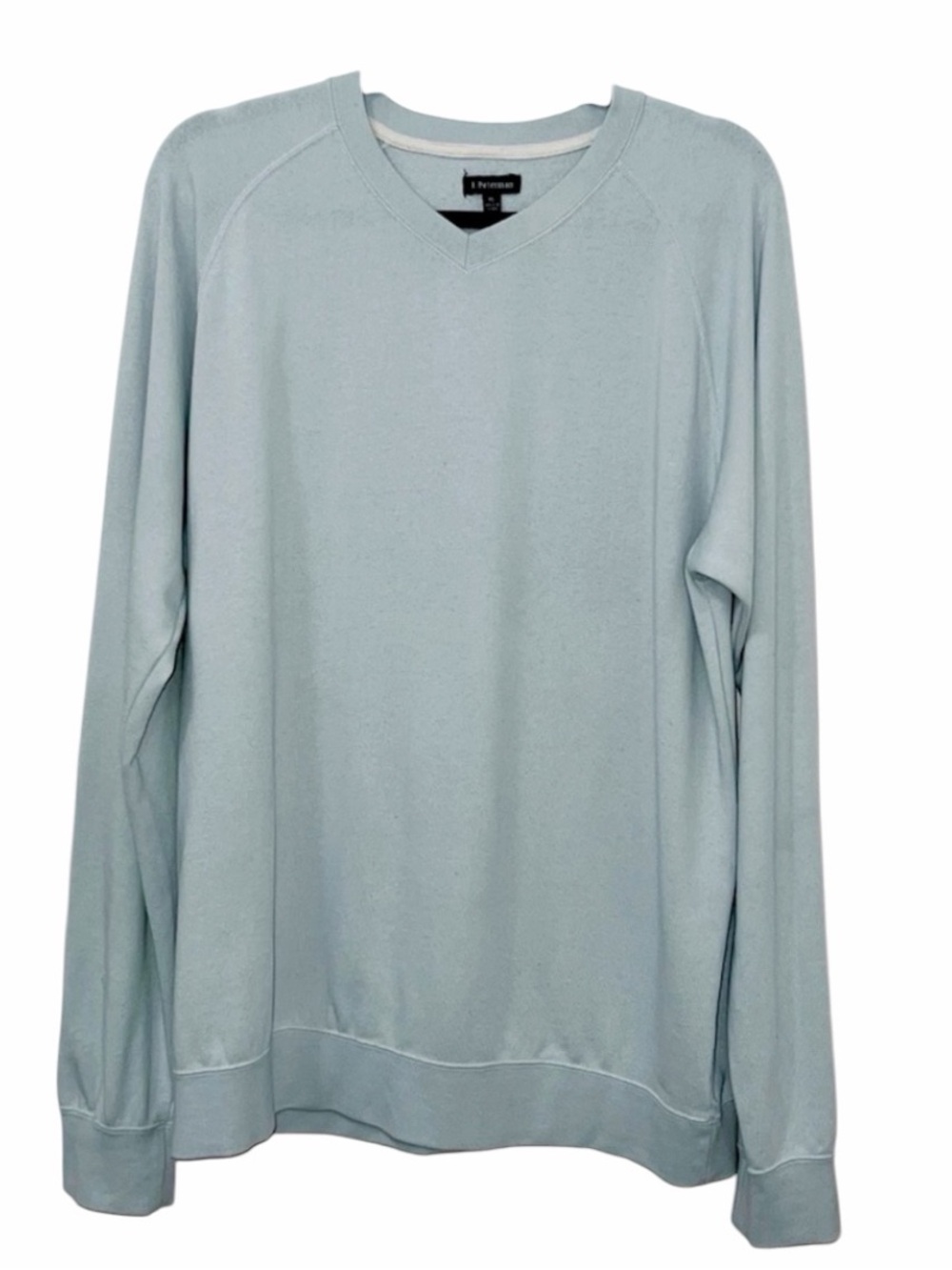 Vintage J. Peterman light Blue Cotton Blend V Neck Sweater Size X Large